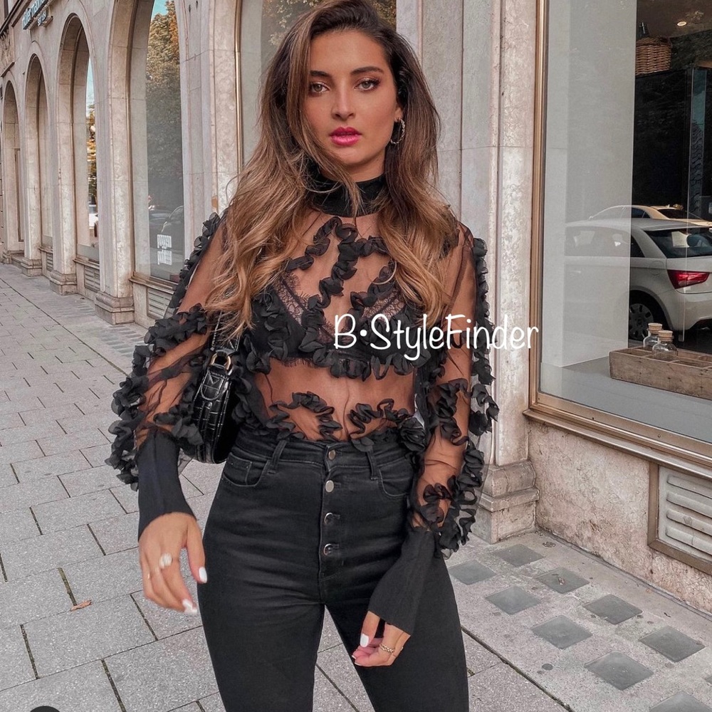 VGUC ZARA Blogger’s Fav| Constrasting Semi-Sheer Top - Picture 9 of 15